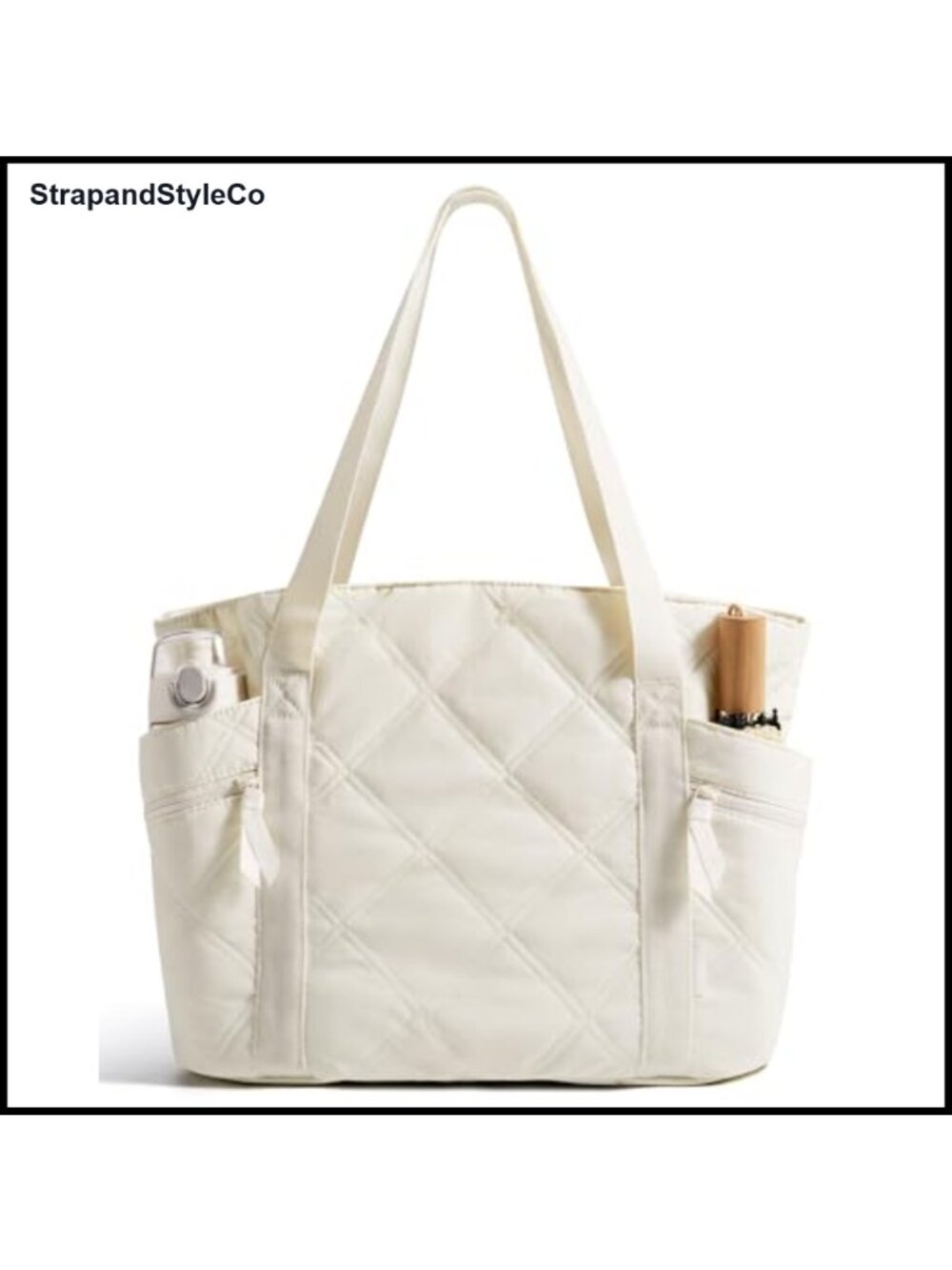 Quilted Puffer Tote Bag 20L Work Gym Travel Shoulder Bag Zipper